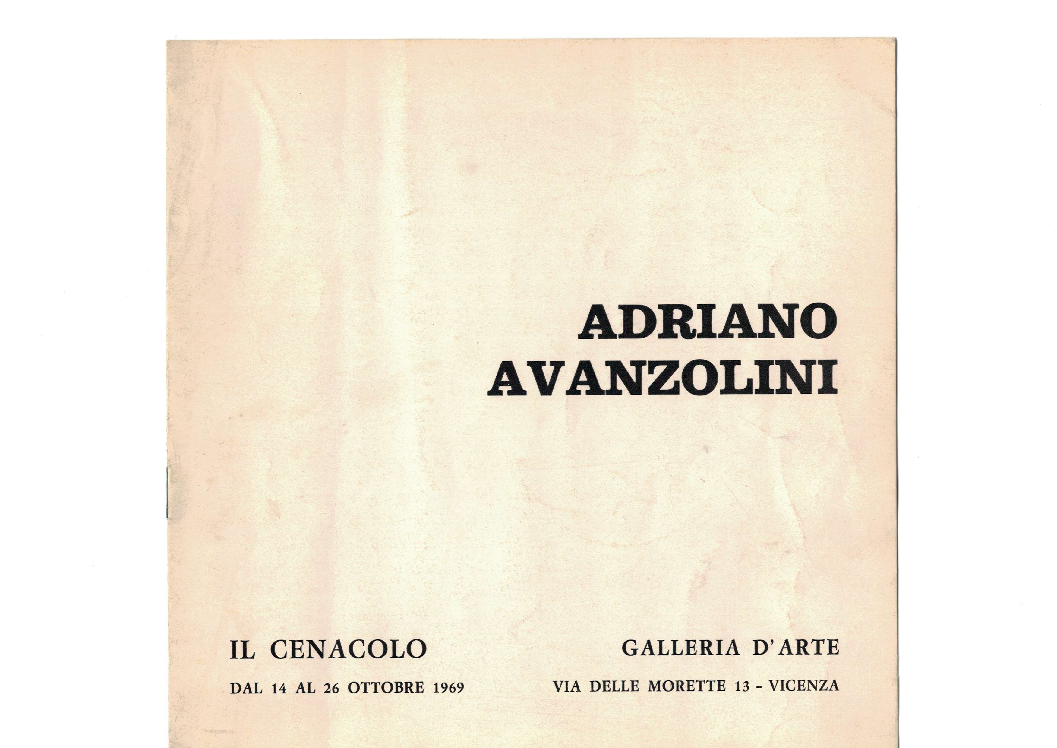 ADRIANO AVANZOLINI, Galleria il Cenacolo, Vicenza (1969)